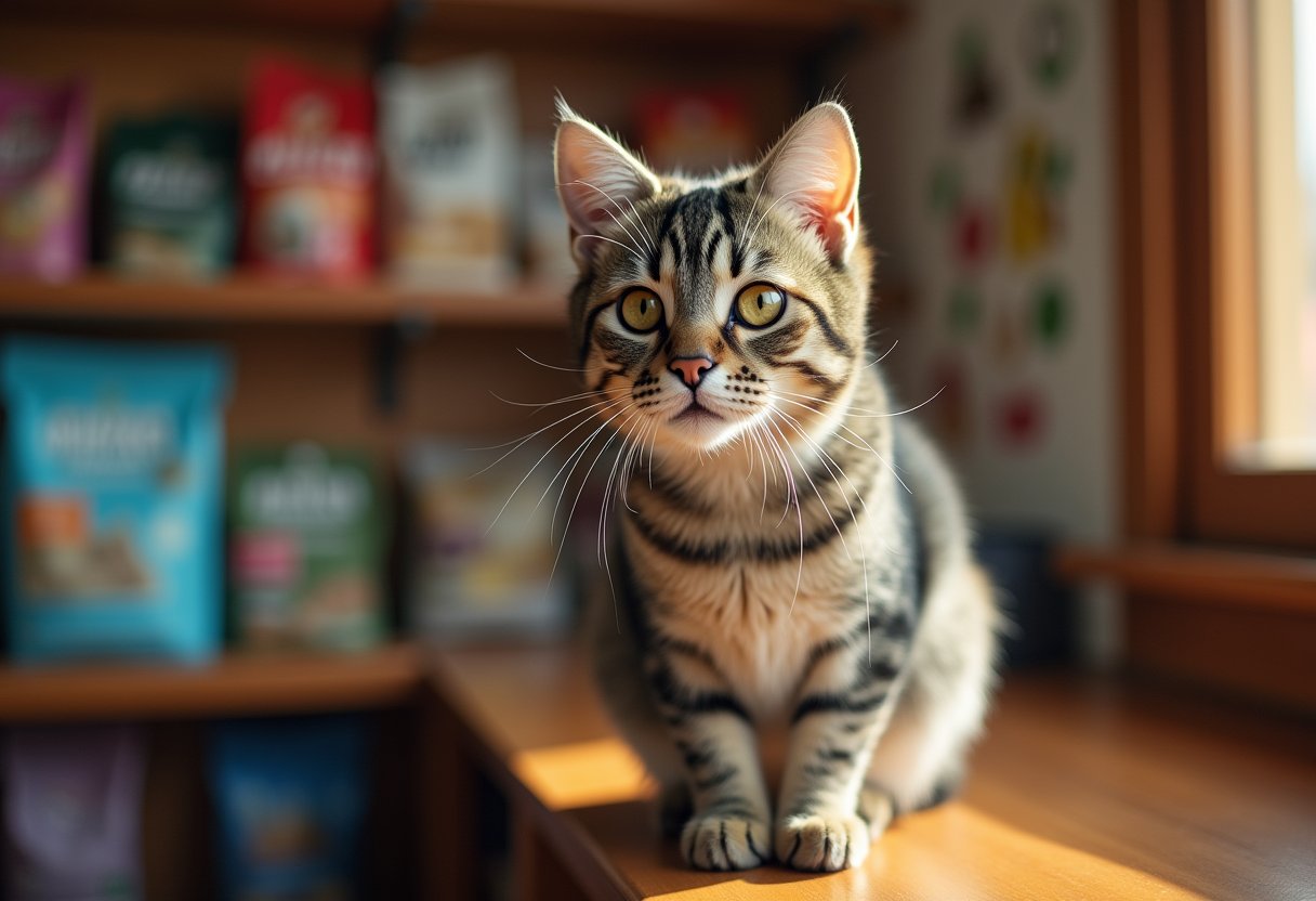 Gato en el mostrador del pet shop de Balú